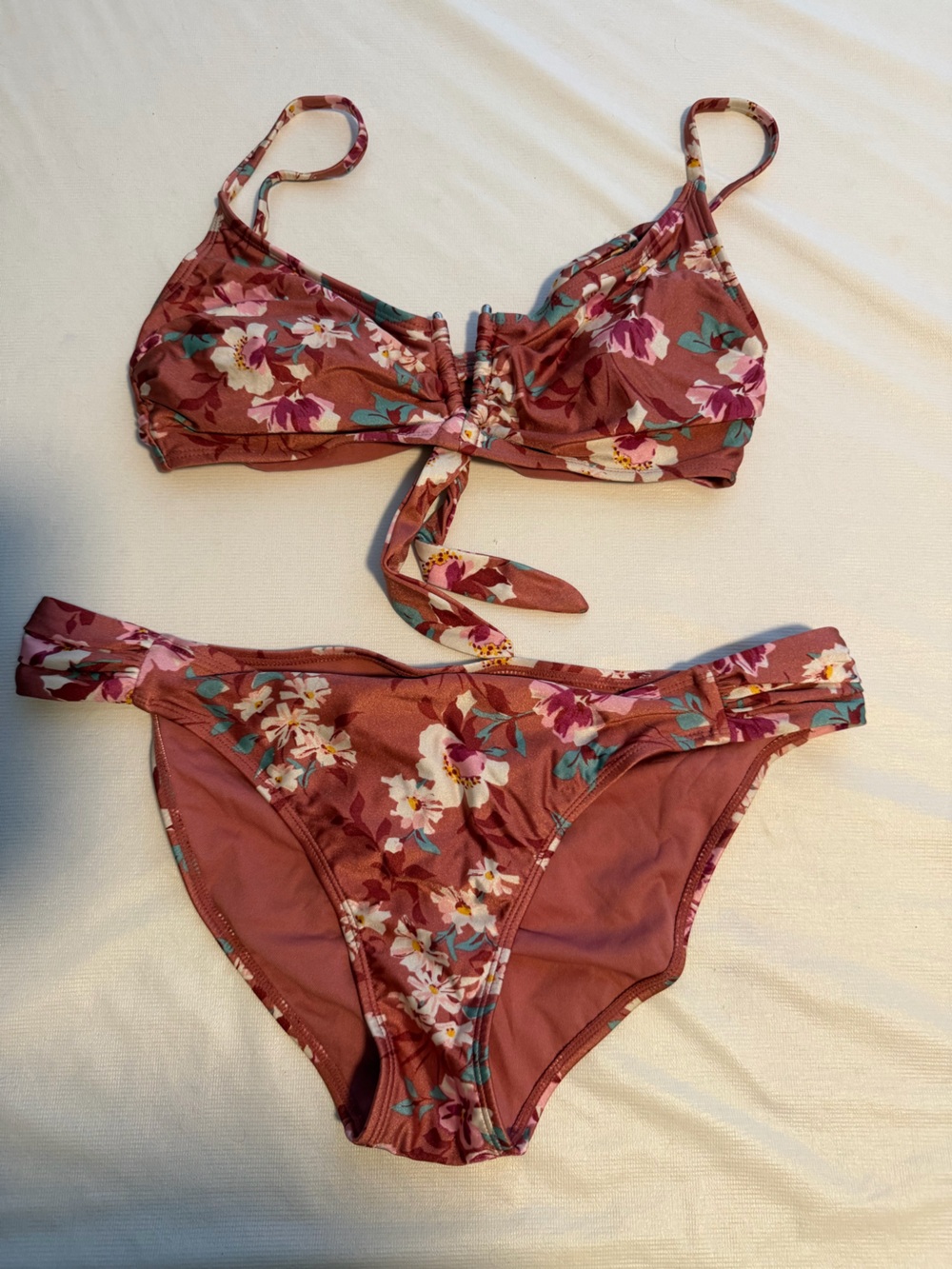 Xhilaration Mauve Pink Floral Swimsuit Set